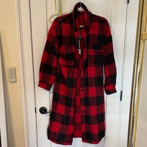 Red and Black Plaid Women's Jacket